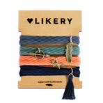 LIKERY Süper yumuşak saç lastikleri | bileklikler | tatlı uçlu bileklik seti | gri, yeşil, turuncu, siyah