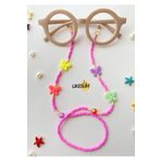 LiKESUN HOME Pembe Kelebek Koleksiyonu Boncuklu Çocuk Gözlük Askısı Gözlük Ipi (55 CM)