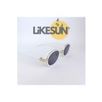 LiKESUN Oval Beyaz Çerçeveli Siyah Cam Uv400 Kadın Güneş Gözlüğü Beyaz