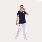 Likralı Dinamik Acacıa Medikal Üniforma, Spa, Estetik ve Güzellik Merkezi Forma Takım-Kadın,lacivert - Renkli - XL