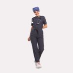 Likralı Dinamik Aster Medikal Üniforma, Spa, Estetik ve Güzellik Merkezi Tulum - Kadın, Koyu Gri - XS