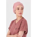 Likralı Doktor Hemşire Cerrahi Bone Aşçı Bonesi Iş Bandanası, Bronz Pembe - Standart