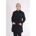 Likralı Hemşire Forması Tesettür Tek Üst Lacivert