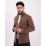Likralı Iç Polarlı Rahat Kesim Günlük Erkek Gömlek - 2XL - Açık Kahve