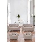 Likrali Pitikare Desen Koltuk Kılıfı, Lastikli Esnek Yikanabilir Koltuk Çekyat Örtüsü Vizon - 110 x 120 cm