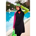 Likralı Siyah Tam Kapalı Tesettür Mayo M2476 - XL - Renkli