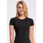 Likralı Yuvarlak Yaka Kadın T-shirt 5 Adet (Siyah)