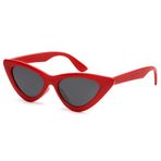 LIKSMU Kedi Gözü Güneş Gözlüğü Kadınlar için Vintage Retro Dar Cateye Çerçeve Trendy Güneş Gözlükleri, Kırmızı Çerçeve/Gri Lens, Medium