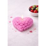 Likya Candle 2'li Kalp Şeklinde Pembe Gül Desenli Kokulu Romantik Dekoratif Mum