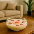 Likya Candle Likya Çiçek Süslemeli Büyük Mum – El Yapımı, Dekoratif & Kokulu - 00 Beyaz - 1 Adet