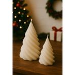Likya Candle Yılbaşı Temalı 2'li Kokulu Ağaç Şekilli Mum Seti – Dekoratif Spiral Tasarım, El Yapımı - Beyaz - 2 Adet