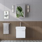Likya Mdflam Tek Kapaklı Lavabolu 49 cm Banyo Dolabı + Üst Dolabı, Mini Lavabolu Banyo Dolabı Takımı Beyaz