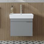 Likya Tek Kapaklı Lavabolu 59 Cm Banyo Dolabı Alt, Lavabolu Banyo Alt Dolabı Kül Gri