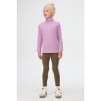 Lila Basic Kışlık Tam Balıkçı Yaka Uzun Kollu Kız Çocuk Tişört - 10 Yaş