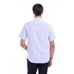 Lila Çizgili Regular Fit Pamuklu Kısa Kol Gömlek | S