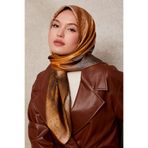 Lila Desenli Twill İpek Eşarp