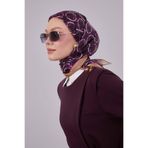 Lila Eliptik Desen Twill İpek Eşarp