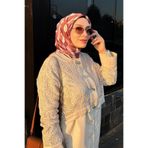 Lila Harf Baskılı Twill İpek Eşarp
