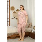 LİLA İÇ GİYİM VİSKON BATTAL KAPRI KISA KOL PIJAMA TAKIMI
