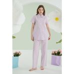 Lila Kalpli Önden Düğmeli Pijama Takım