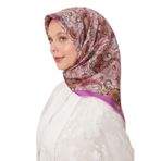 Lila Karışık Retro Twill İpek Eşarp