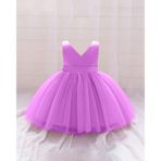Lila Kız Bebek Anvelop Mini Elbise Doğum Günü Elbise - 2 - 3 Yaş
