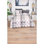 Lila Moon Almira Kalp Desenli Lastikli Çarşaflı Tek Kişilik Nevresim Takımı - Beyaz - Gri - 160 x 240 cm