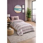 Lila Moon Pudra Renkli Tek Kişilik Desenli Kapitone Pike Yatak Örtüsü Takımı (Pike+Yastık Kılıfı) - 160 X 230