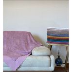 Lila Nubuk Damarlı Çift Taraflı Şönil Çekyat Koltuk Örtüsü Şalı - 175 x 215 cm - Pembe