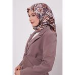 Lila Petunya Desen Twill İpek Eşarp