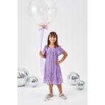 Lila Pul Payetli Kız Çocuk Elbise-Siri - 01P-Pembe - 3 Yaş
