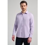 Lila Sert Yaka Düz Classic Pamuklu Slim Fit Gömlek 1004250214
