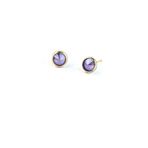 Lila Swarovski Taşlı 925ayar Gümüş Üzerine Altın Kaplama Top Küpe