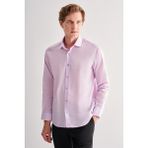 Lila Yarım Italyan Yaka Uzun Kol Slim Fit Pamuklu Gömlek 1004255180 - 2XL