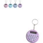 Lila Yuvarlak Mini 8 Haneli Hesap Makinesi Anahtarlık (1 Adet) (Ebat: 5 cm x 5 Cm)