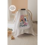 Lilabio %100 Pamuk Isme Özel Çift Katlı Müslin Puset Örtüsü - Minnie Mouse - 001 - Beyaz