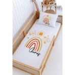 Lilabio %100 Pamuk Isme Özel Montessori Yatak Pike Seti 100X200 Güneş Gökkuşağı - Beyaz - Std - Azz