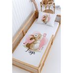 Lilabio %100 Pamuk İsme Özel Montessori Yatak Pike Seti 100x200 Kelebek Tavşan