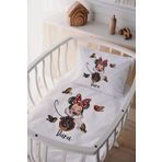 Lilabio (1224)%100 Pamuk Saten Anne Yanı Beşik Nevresim Takımı Minnie Mouse Beyaz 60 x 100