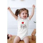 Lilabio (184) Anneler Günü%100 Pamuk Kısa Kollu Bebek Body Beyaz 12-18 AY