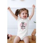 Lilabio (203) Anneler Günü%100 Pamuk Kısa Kollu Bebek Body Beyaz 6-9 AY