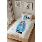 Lilabio İsme Özel Tek Kişilik %100 Pamuk Nevresim Takımı (160X220 CM) Frozen Elsa