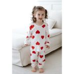Lilabio Kalpli Pamuk Bebek Pijama Takımı Kız Çocuk için Rahat ve Sevimli Tasarım - Kırmızı - 6 - 9 Ay