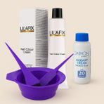 Lıl’afıx Profesyonel Saç Boya Seti 5/0 Açık Kahve %6 (20 Vol) Oksidan Krem, Karıştırma Kabı & Fırça