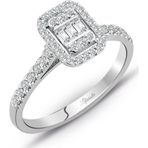 Lilarote Pırlanta 0.35 ct Modern Tasarım Baget Kare Tektaş Yüzük