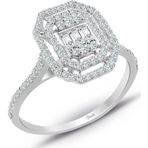 Lilarote Pırlanta 0.45 ct Modern Tasarım Baget Kare Tektaş Yüzük