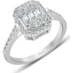 Lilarote Pırlanta 0.55 ct Modern Tasarım Baget Kare Tektaş Yüzük