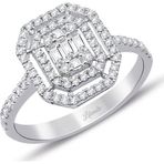 Lilarote Pırlanta 0.60 ct Çift Sıra Baget Kare Tektaş Yüzük