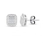 Lilarote Pırlanta Modern Tasarım 0.22 ct Baget Kare Tektaş Küpe