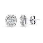 Lilarote Pırlanta Modern Tasarım 0.24 ct Baget Kare Tektaş Küpe